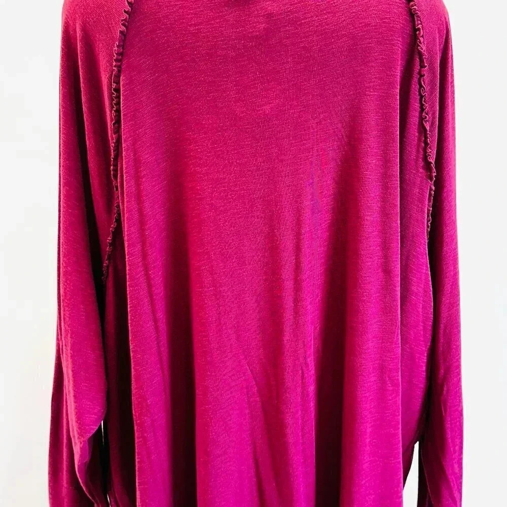NWT LAUREN CONRAD Women Long Sleeve Pullover Scoop Neck Red Shirt Plus Size 4X - Picture 8 of 13